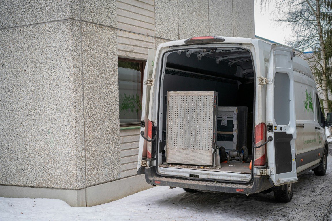 Moving van loaded with equipment for interstate moving services near me