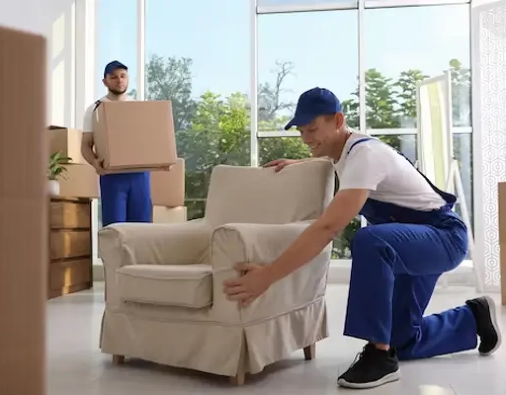 Professional movers transporting heavy furniture in La Jolla, CA